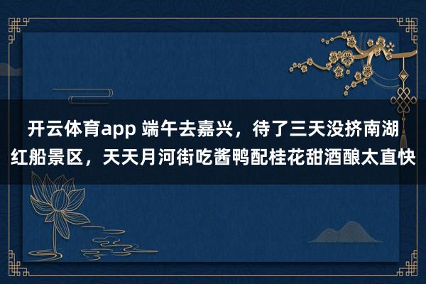 开云体育app 端午去嘉兴，待了三天没挤南湖红船景区，天天月河街吃酱鸭配桂花甜酒酿太直快