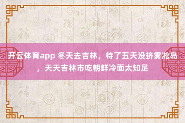 开云体育app 冬天去吉林，待了五天没挤雾凇岛，天天吉林市吃朝鲜冷面太知足