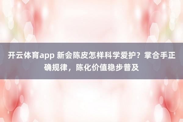 开云体育app 新会陈皮怎样科学爱护？掌合手正确规律，陈化价值稳步普及