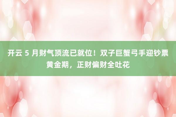 开云 5 月财气顶流已就位！双子巨蟹弓手迎钞票黄金期，正财偏财全吐花