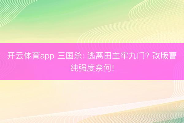 开云体育app 三国杀: 逃离田主牢九门? 改版曹纯强度奈何!