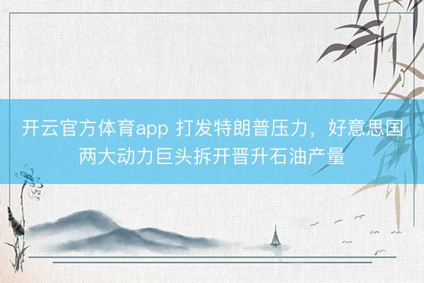 开云官方体育app 打发特朗普压力，好意思国两大动力巨头拆开晋升石油产量